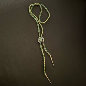 Kingman Turquoise, Leather, Sterling Silver Bolo